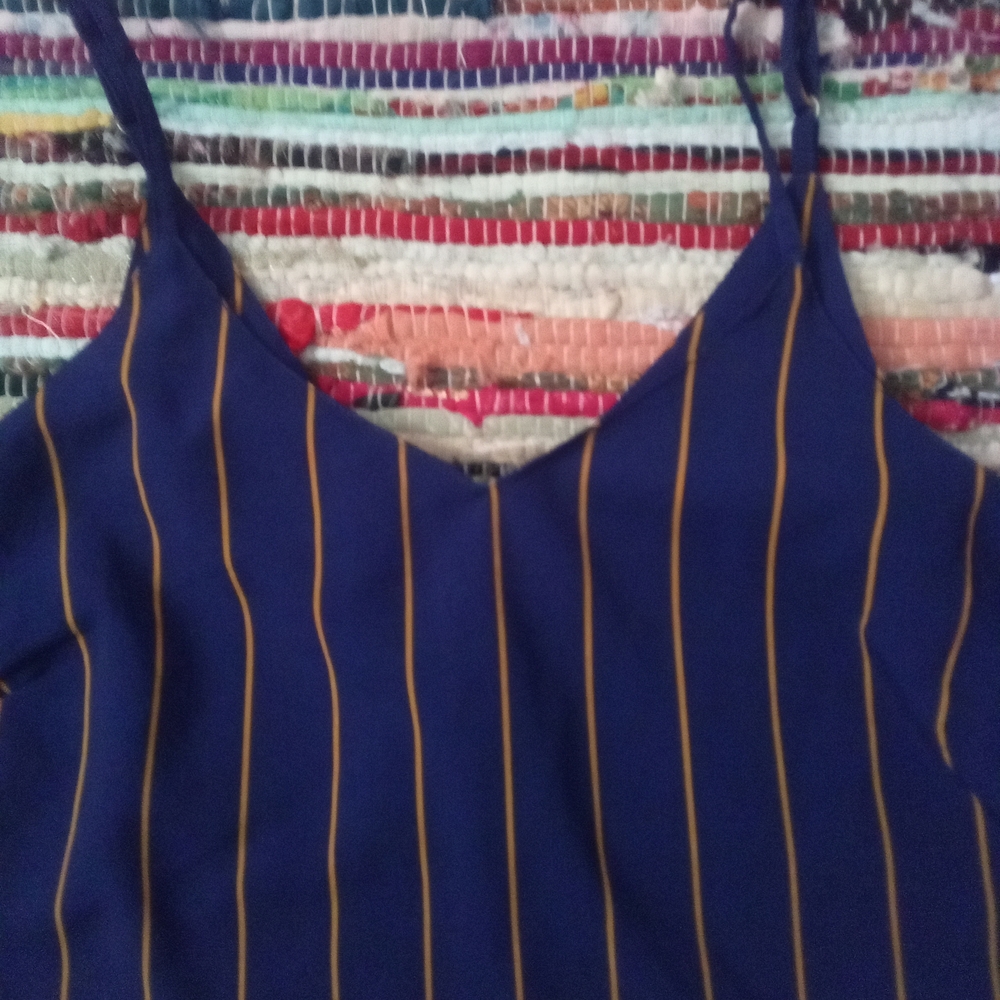 Navy Blue Striped Women's Top